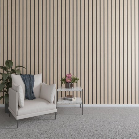 Ekena Millwork 48H x 1/4T Adjustable Wood Slat Wall Panel Kit w/ 3W Slats, Red Oak contains 15 Slats SWW60X48X0250RO